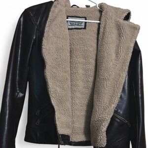 Levi's Black Leather Jacket with Tan Lining